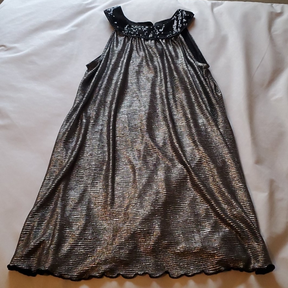Silver paper bag stripe dress